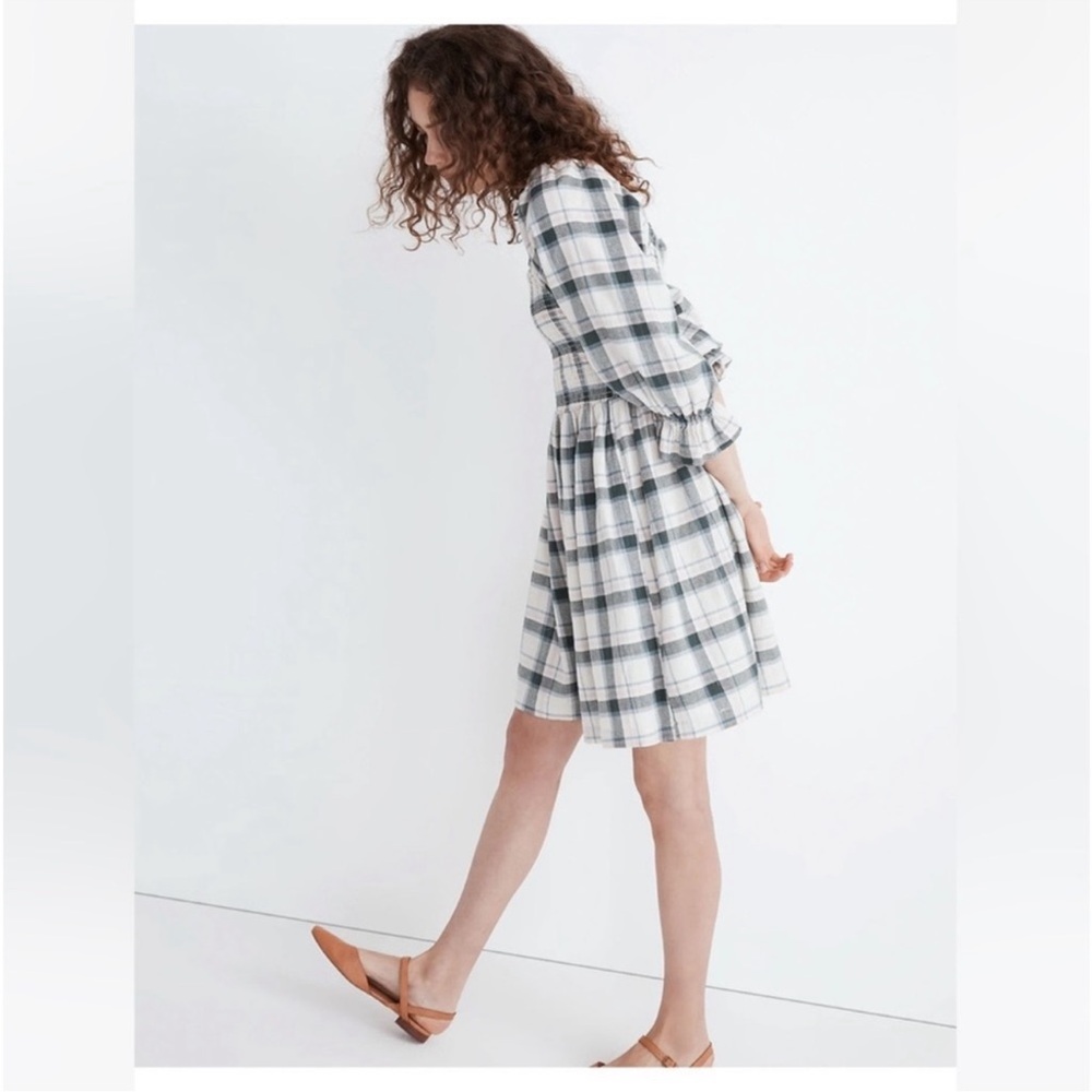 Madewell Lucie Elbow-Sleeve Smocked Mini
Dress in Lebaum Plaid XXL - Picture 3 of 8